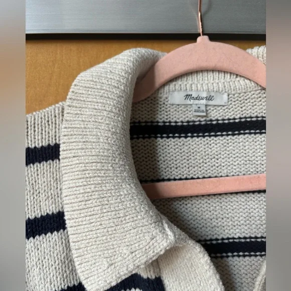 Madewell Dedham Stripe Polo Sweater in Medium - Picture 8 of 11